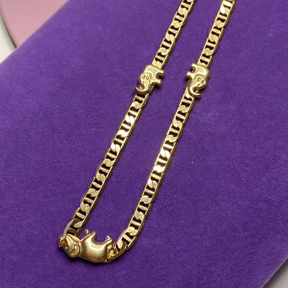 💛 Classic Gold Plates Elephant Bracelet / Anklet - Picture 2 of 5